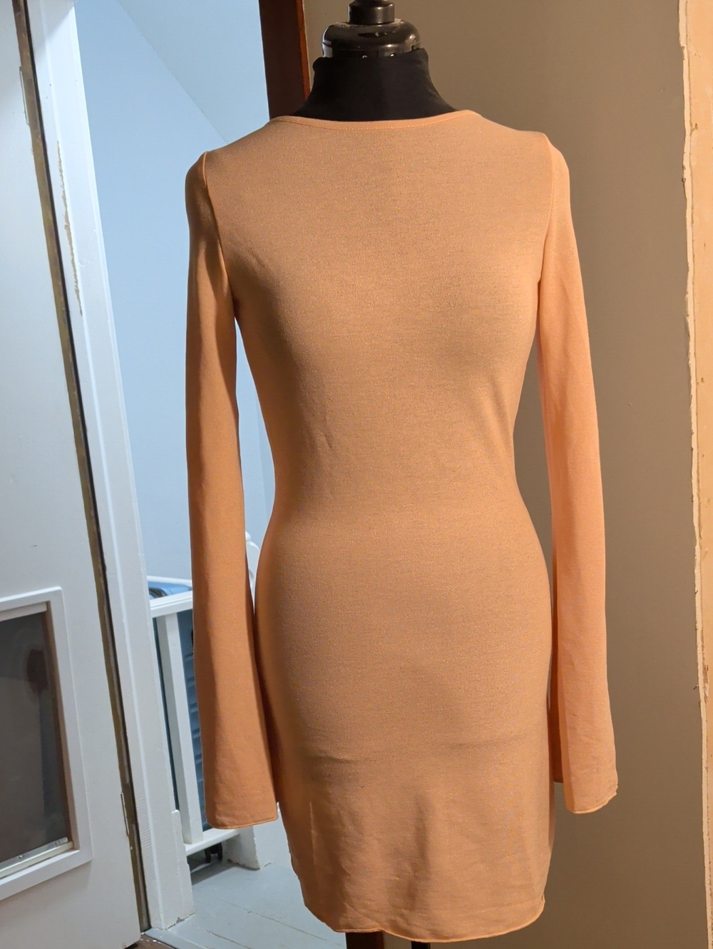 Source Unknown Long Sleeve Bodycon Dress in Peach